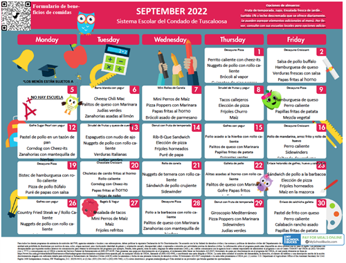 September Menu in Spanish